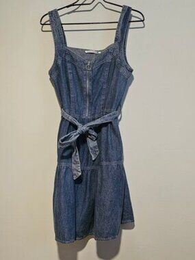 Given Kale Relaxed Denim Dress with Pockets, Medium